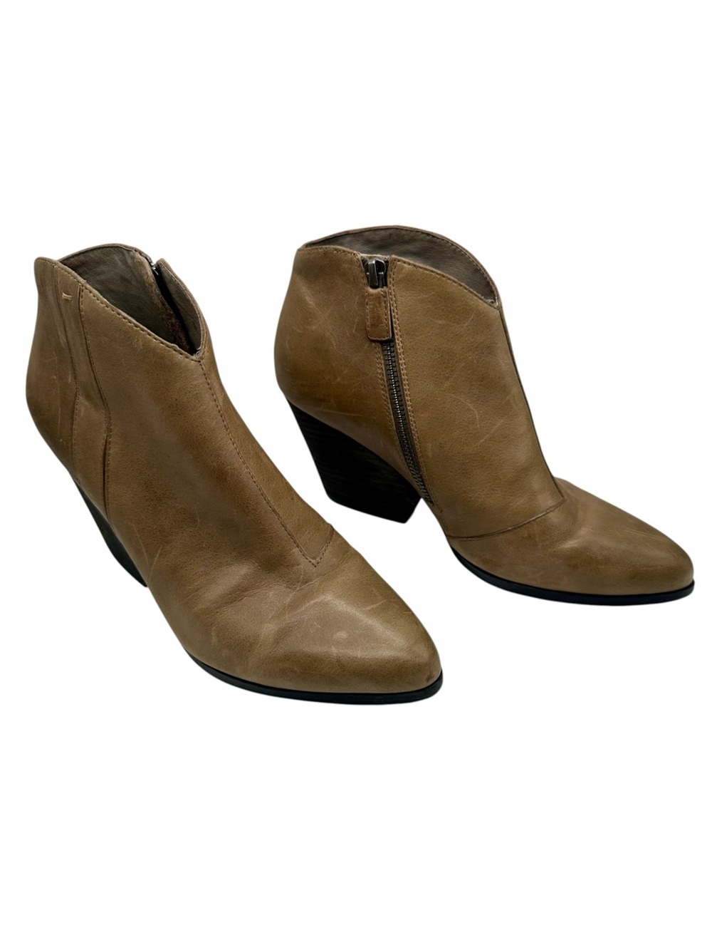 Eileen Fisher Dusk Trail Pointy Block Distressed Leather Booties